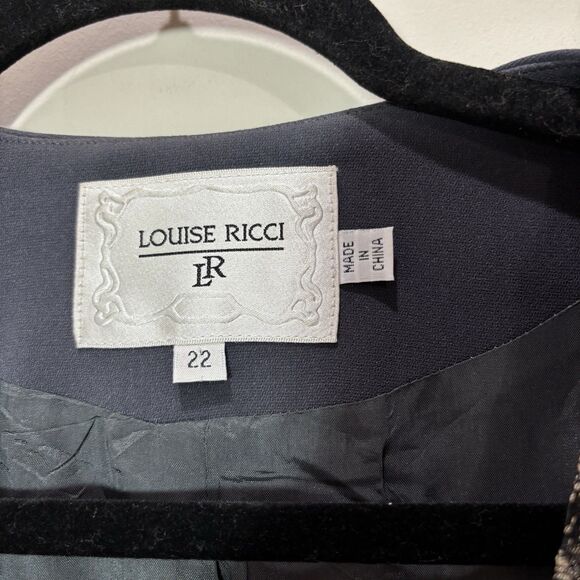 Louise Ricci Black Evening Jacket Women 22 Lace Ruffles Metallic Beaded Wedding - Picture 6 of 9